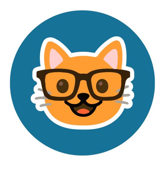 Yellow Cartoon Cat in glasses - Kate's A'cat'emy Yellow Cartoon Cat in glasses - Kate's A'cat'emy