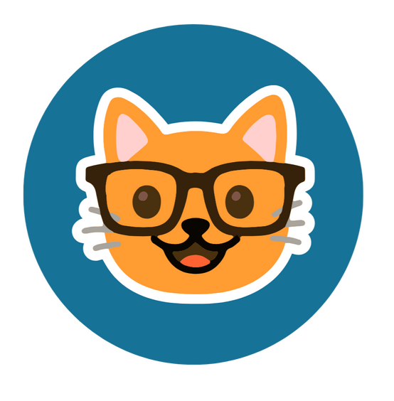 Yellow Cartoon Cat in glasses - Kate's A'cat'emy Yellow Cartoon Cat in glasses - Kate's A'cat'emy