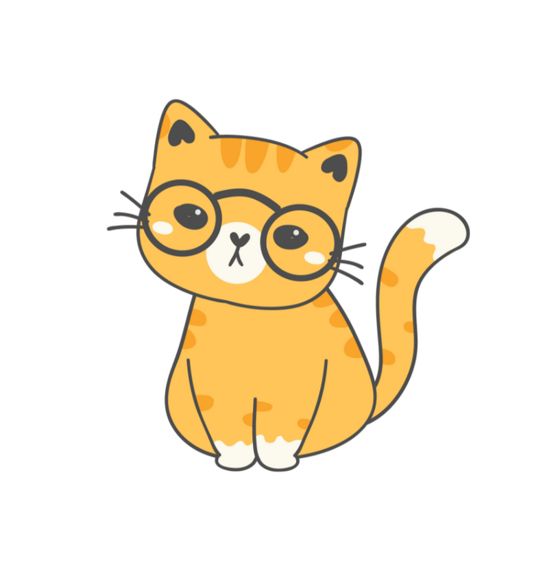 Yellow Cartoon Cat in glasses - Kate's A'cat'emy Yellow Cartoon Cat in glasses - Kate's A'cat'emy
